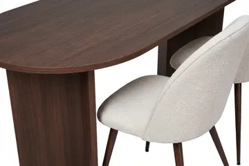 Dano Matbord 180 cm med 6 Nibe Plus Matstolar - Vit/Brun - Möbler - Matplats - Matgrupp & matbord med stolar
