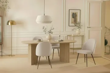 Dano Matbord 180 cm  med 6 Nibe Plus Matstolar - Travertin / Vit - Möbler - Matplats - Matgrupp & matbord med stolar