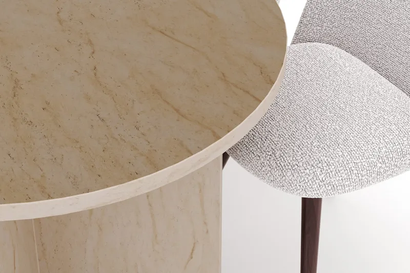 Dano Matbord 180 cm  med 6 Nibe Plus Matstolar - Travertin / Vit - Möbler - Matplats - Matgrupp & matbord med stolar