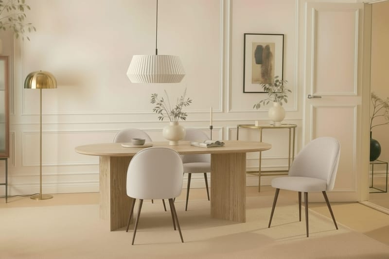 Dano Matbord 180 cm med 6 Nikolas Plus Matstolar - Travertin / Vit - Möbler - Matplats - Matgrupp & matbord med stolar