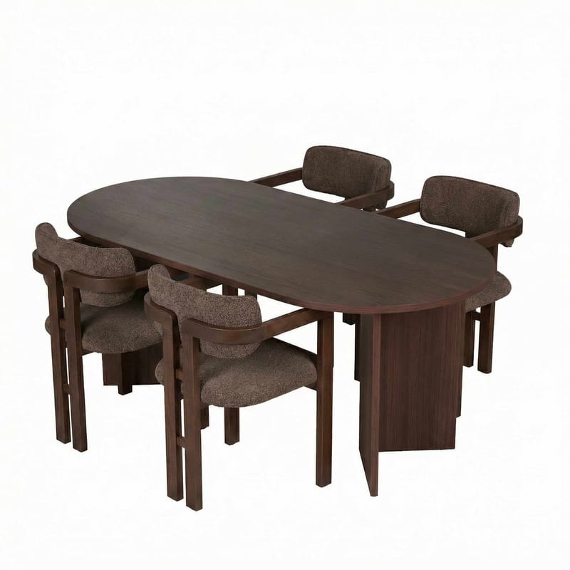 Dano Matbord- och stolset 180x75x90 cm 5 delar, Milano Valnöt, Mörk valnöt, Brun
