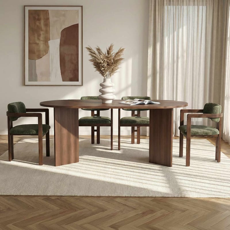 Dano Matbord- och stolset 180x75x90 cm 5 delar - Milano Walnut, Dark Walnut, Green - Möbler - Matplats - Matgrupp & matbord med stolar