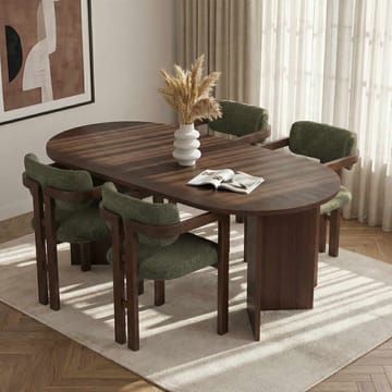 Dano Matbord- och stolset 180x75x90 cm 5 delar - Milano Walnut, Dark Walnut, Green - Möbler - Matplats - Matgrupp & matbord med stolar