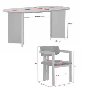 Dano Matbord- och stolset 180x75x90 cm 5 delar - Milano Walnut, Dark Walnut, vit - Möbler - Matplats - Matgrupp & matbord med stolar