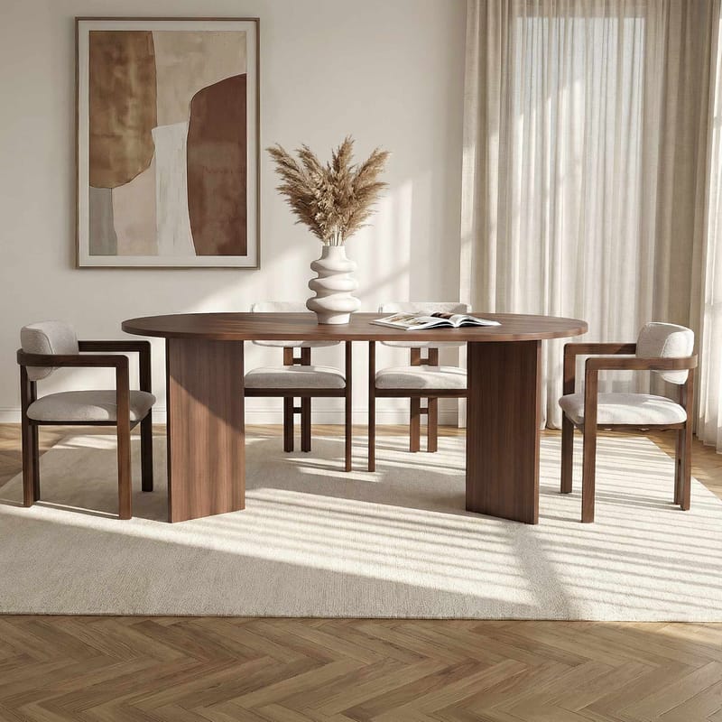 Dano Matbord- och stolset 180x75x90 cm 5 delar - Milano Walnut, Dark Walnut, vit - Möbler - Matplats - Matgrupp & matbord med stolar