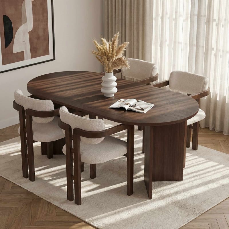 Dano Matbord- och stolset 180x75x90 cm 5 delar - Milano Walnut, Dark Walnut, vit - Möbler - Matplats - Matgrupp & matbord med stolar