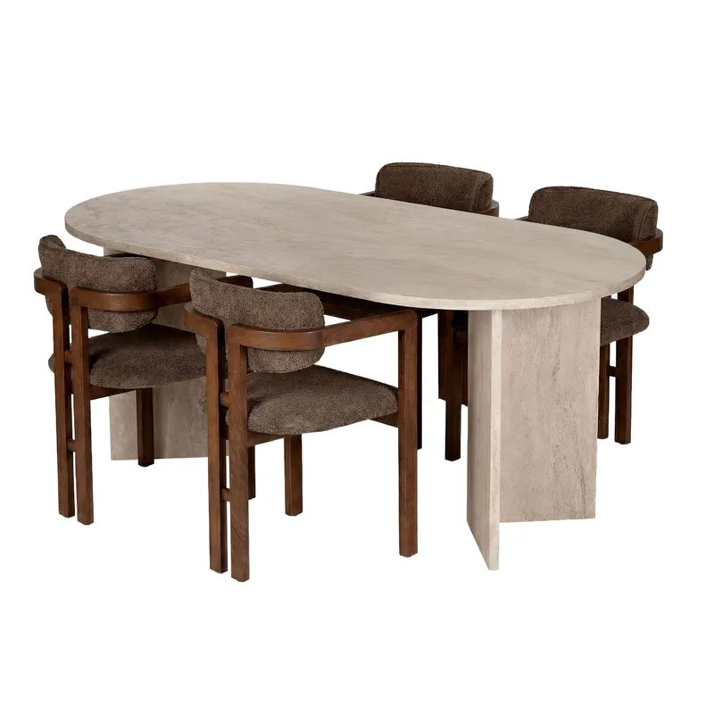 Dano Matgrupp 180 cm med 4 stolar, Brun