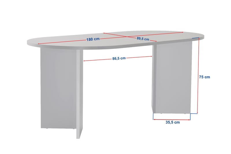 Dano Ovalt Matbord 180x90 cm med Travertin- och Valnötsutseende - Beige - Möbler - Matplats - Matbord & köksbord