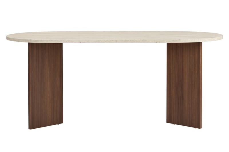 Dano Ovalt Matbord 180x90 cm med Travertin- och Valnötsutseende - Beige - Möbler - Matplats - Matbord & köksbord