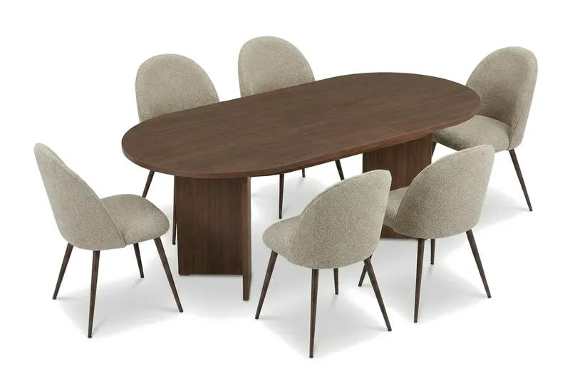 Dano Utdragbart Matbord 160-200 cm med 6 Nibe Plus Matstolar - Möbler - Matplats - Matgrupp & matbord med stolar