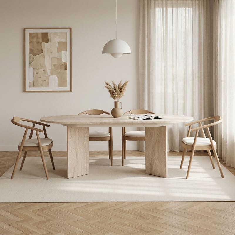 Dano Utdragbart Matbord 160-200 cm Oval - Travertin - Möbler - Matplats - Matbord & köksbord