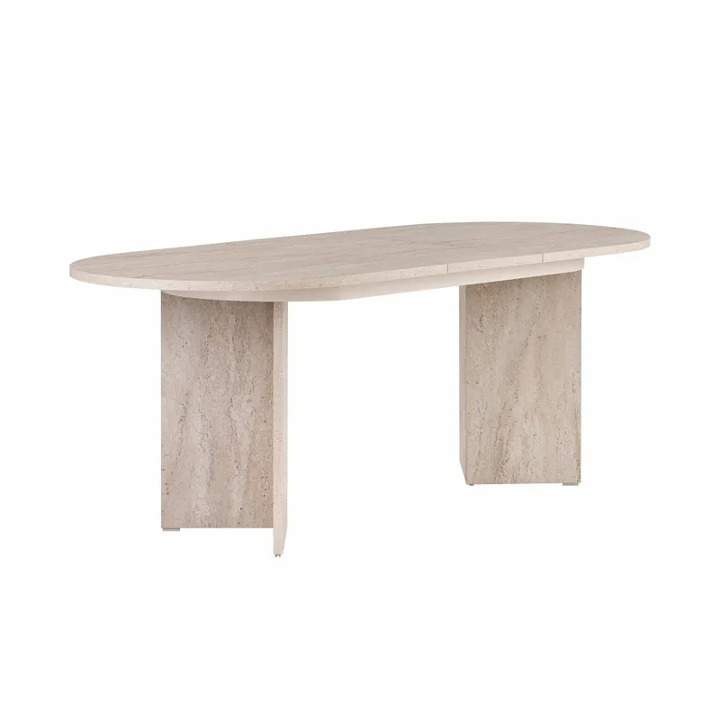 Dano Utdragbart Matbord 160 cm Oval, Travertin