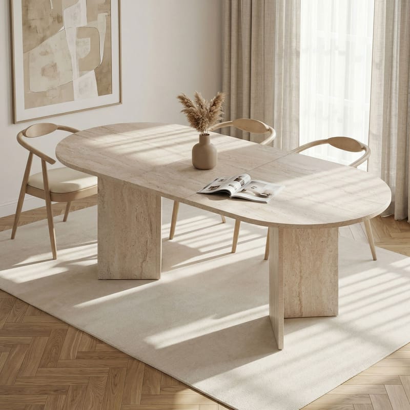 Dano Utdragbart Matbord 160 cm Oval - Travertin - Möbler - Matplats - Matbord & köksbord