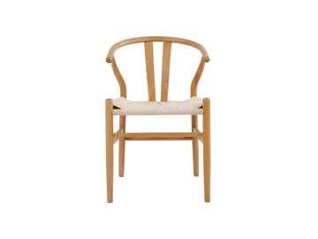 Dastoori Karmstol Matstol med Armstöd i Bokträ med Ek-utseende med Flätad Sits - Beige - Möbler - Matplats - Matstol & köksstol