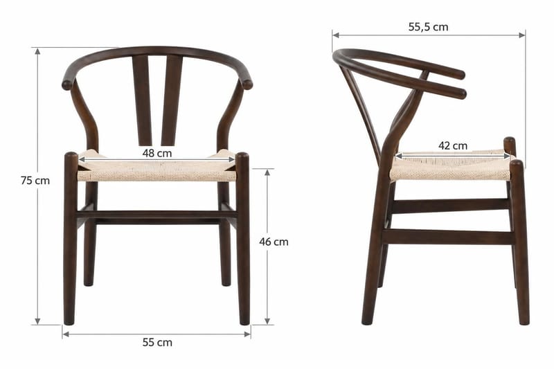 Dastoori Karmstol Matstol med Armstöd i Bokträ med Rökt Ek-utseende med Flätad Sits - Ljusbeige - Möbler - Matplats - Matstol & köksstol