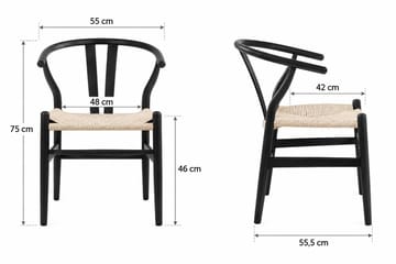 Dastoori Karmstol Matstol med Armstöd i Bokträ med Svartlaserad Ek-utseende med Flätad Sits - Ljusbeige - Möbler - Matplats - Matstol & köksstol