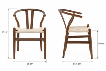 Dastoori Karmstol Matstol med Armstöd i Bokträ med Valnötsutseende med flätad sits - Ljusbeige - Möbler - Matplats - Matstol & köksstol