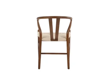 Dastoori Karmstol Matstol med Armstöd i Bokträ med Valnötsutseende med flätad sits - Ljusbeige - Möbler - Matplats - Matstol & köksstol