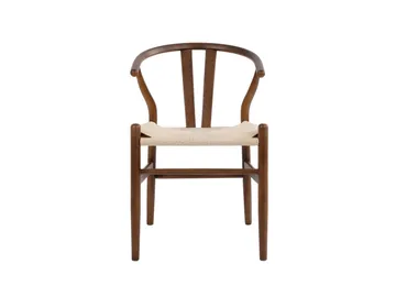 Dastoori Karmstol Matstol med Armstöd i Bokträ med Valnötsutseende med flätad sits - Ljusbeige - Möbler - Matplats - Matstol & köksstol
