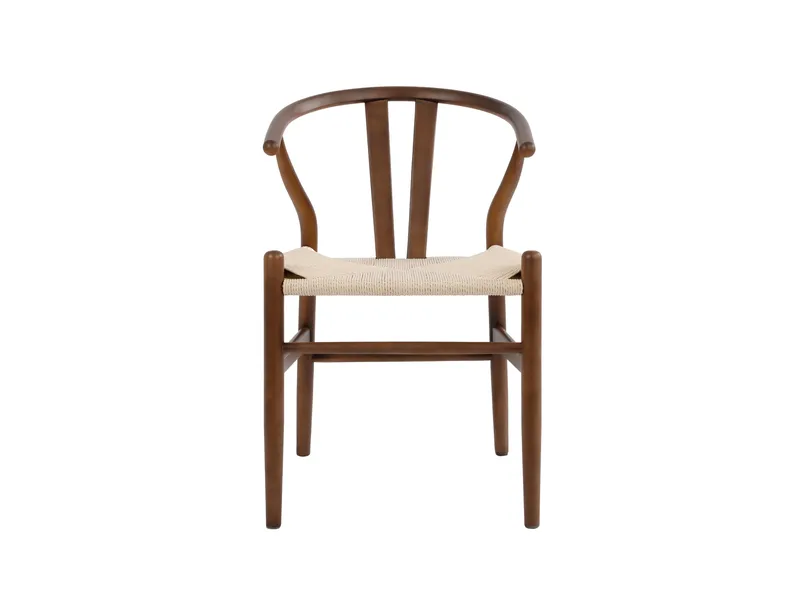 Dastoori Karmstol Matstol med Armstöd i Bokträ med Valnötsutseende med flätad sits - Ljusbeige - Möbler - Matplats - Matstol & köksstol