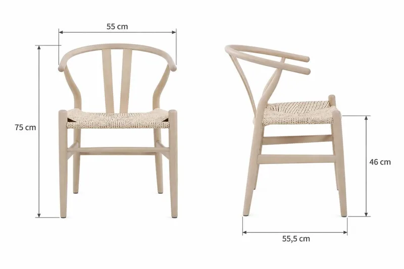 Dastoori Karmstol Matstol med Armstöd i Bokträ med Vitlaserad Ek-utseende med Flätad Sits - Beige - Möbler - Matplats - Matstol & köksstol