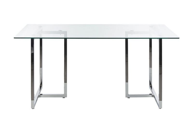 Davson Rektangulärt Matbord 160 cm med Glasskiva och Metallutseende - Transparent - Möbler - Matplats - Matbord & köksbord