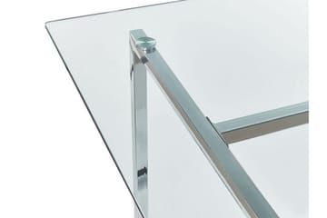 Davson Rektangulärt Matbord 160 cm med Glasskiva och Metallutseende - Transparent - Möbler - Matplats - Matbord & köksbord