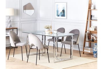 Davson Rektangulärt Matbord 160 cm med Glasskiva och Metallutseende - Transparent - Möbler - Matplats - Matbord & köksbord