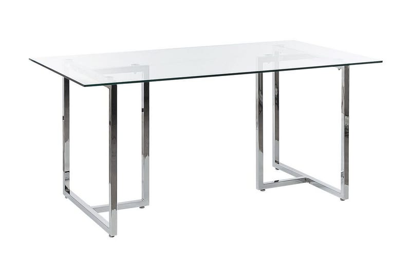 Davson Rektangulärt Matbord 160 cm med Glasskiva och Metallutseende, Transparent