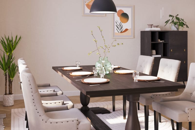 Dijon Matgrupp 200 cm med 6 Viktoria Matstol - 952430-6,704630-1 - Brun - Möbler - Matplats - Matgrupp & matbord med stolar