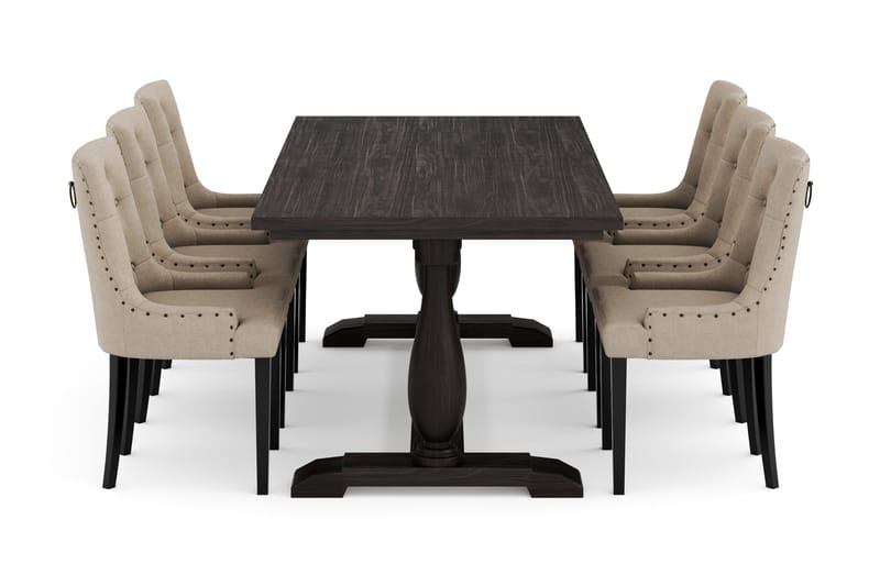 Dijon Matgrupp 200 cm med 6 Viktoria Matstolar - Brun - Möbler - Matplats - Matgrupp & matbord med stolar