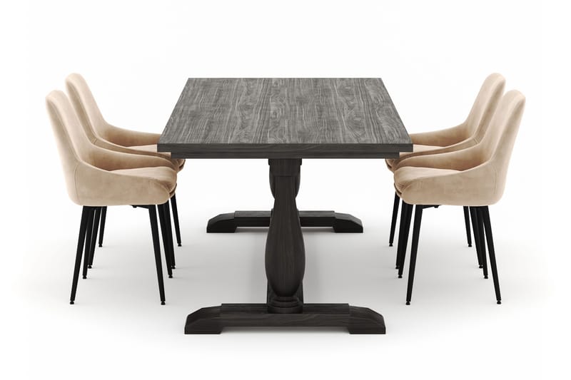 Dijon Matgrupp 200x100cm med 4 Alsarp Matstolar - Brun - Möbler - Matplats - Matgrupp & matbord med stolar