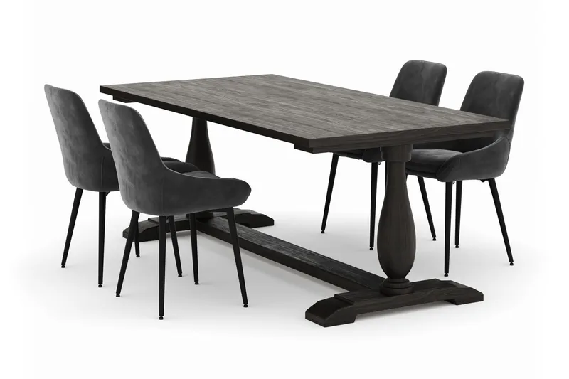 Dijon Matgrupp 200x100cm med 4 Alsarp Matstolar, Brun
