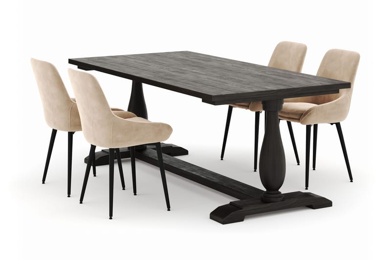 Dijon Matgrupp 200x100cm med 4 Alsarp Matstolar, Brun