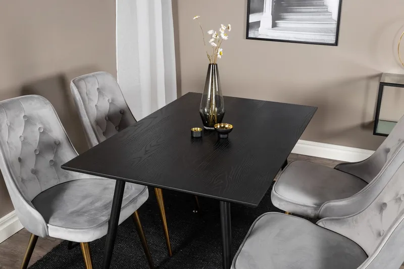 Dipp Matbord 120 cm med 4 Velvet Deluxe Sammetstol
