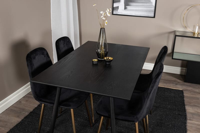 Dipp Matbord 120 cm med 4 Polar Köksstol Sammet - Möbler - Matplats - Matgrupp & matbord med stolar