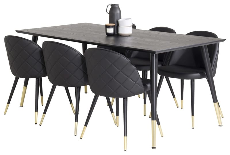Dipp Matbord 180 cm med 6 Velvet Deluxe Matstol - Möbler - Matplats - Matgrupp & matbord med stolar