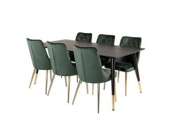 Dipp Matbord 180 cm med 6 Velvet Deluxe Sammetsstol - Möbler - Matplats - Matgrupp & matbord med stolar