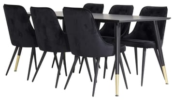 Dipp Matbord 180 cm med 6 Velvet Deluxe Sammetstol - Möbler - Matplats - Matgrupp & matbord med stolar