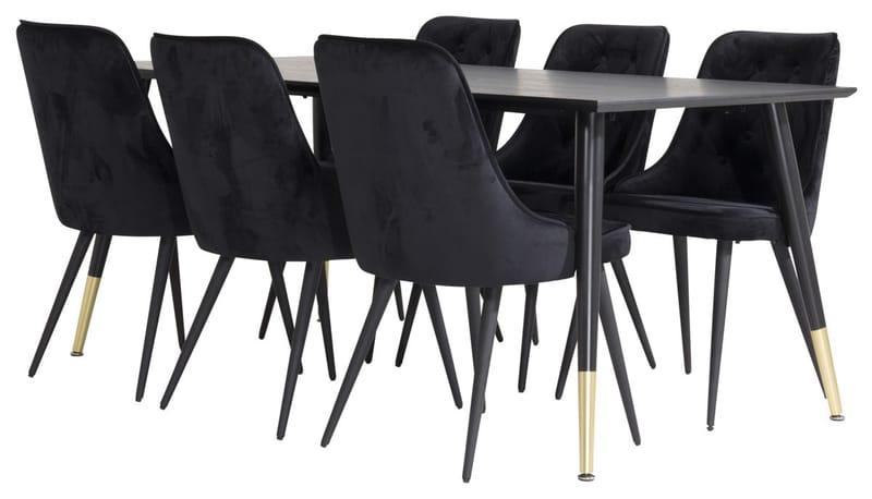 Dipp Matbord 180 cm med 6 Velvet Deluxe Sammetstol - Möbler - Matplats - Matgrupp & matbord med stolar