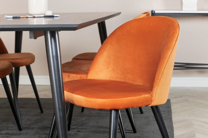 Dipp Matbord 180 cm med 6 Velvet Matstol Sammet - Möbler - Matplats - Matgrupp & matbord med stolar