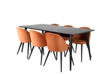 Dipp Matbord 180 cm med 6 Velvet Matstol Sammet - Möbler - Matplats - Matgrupp & matbord med stolar