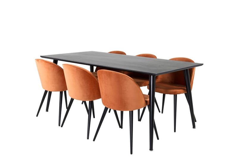 Dipp Matbord 180 cm med 6 Velvet Matstol Sammet - Möbler - Matplats - Matgrupp & matbord med stolar