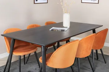 Dipp Matbord 180 cm med 6 Velvet Matstol Sammet - Möbler - Matplats - Matgrupp & matbord med stolar