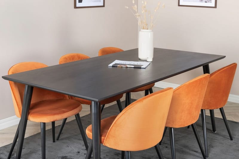 Dipp Matbord 180 cm med 6 Velvet Matstol Sammet - Möbler - Matplats - Matgrupp & matbord med stolar