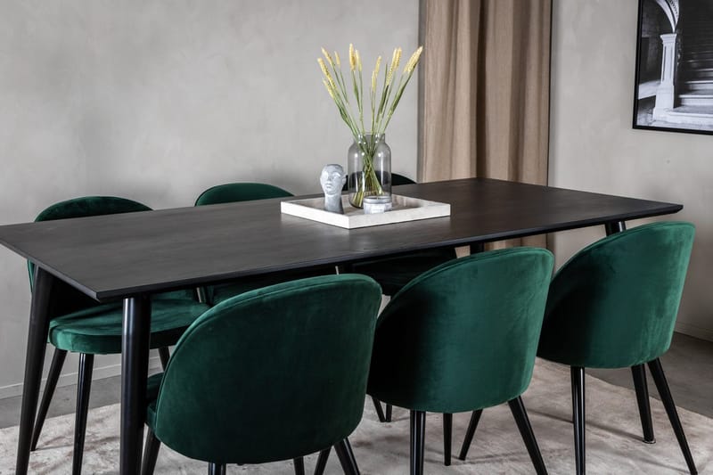 Dipp Matbord 180 cm med 6 Velvet Sammetsstol - Möbler - Matplats - Matgrupp & matbord med stolar
