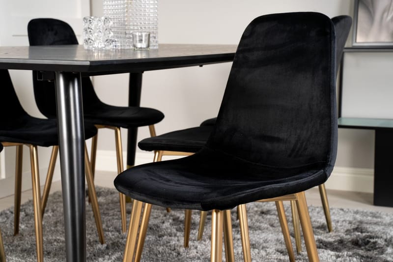 Dipp Matbord 180 cm med 6 Polar Köksstol Sammet - Möbler - Matplats - Matgrupp & matbord med stolar