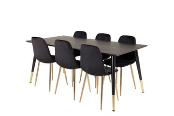 Dipp Matbord 180 cm med 6 Polar Köksstol Sammet - Möbler - Matplats - Matgrupp & matbord med stolar
