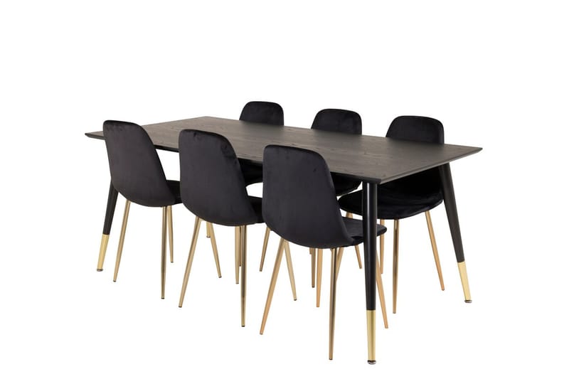 Dipp Matbord 180 cm med 6 Polar Köksstol Sammet - Möbler - Matplats - Matgrupp & matbord med stolar