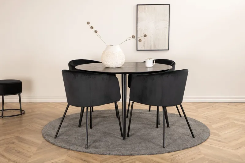 Dipp Matbord med 4 Berit Karmstol med Armstöd